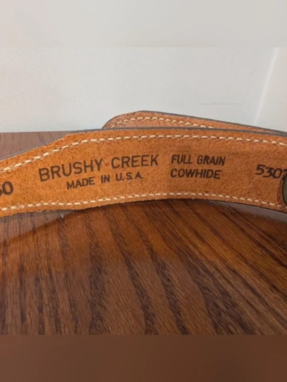 Brushy Creek Vintage green Leather curved Belt  36.5
